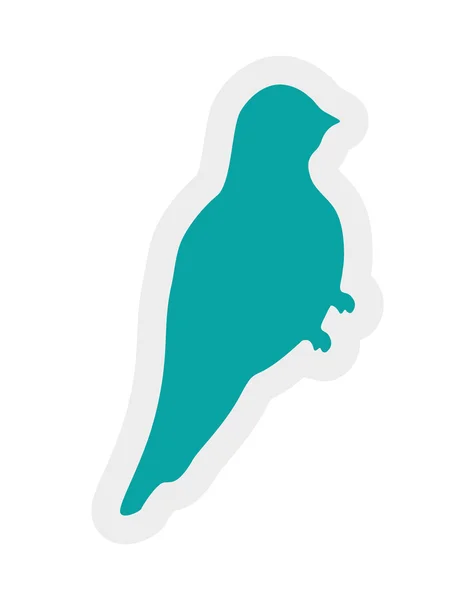 Blauer Vogel-Aufkleber, Tier-Symbol. Vektorgrafik — Stockvektor