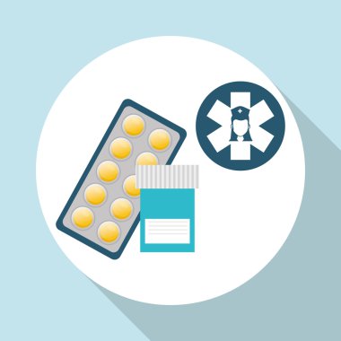 Tıbbi bakım tasarım. Hemşire simgesi. Beyaz arka plan, izole kötü