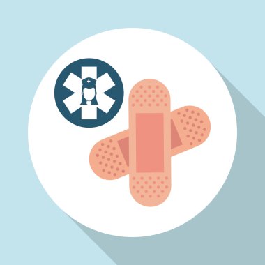 Tıbbi bakım tasarım. Hemşire simgesi. Beyaz arka plan, izole kötü