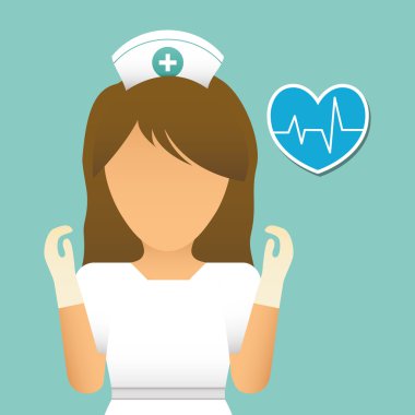 Tıbbi bakım tasarım. Hemşire simgesi. Beyaz arka plan, izole kötü