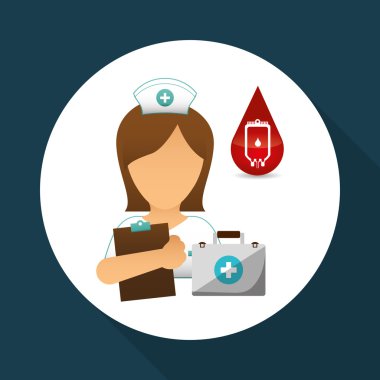 Tıbbi bakım tasarım. Hemşire simgesi. Beyaz arka plan, izole kötü