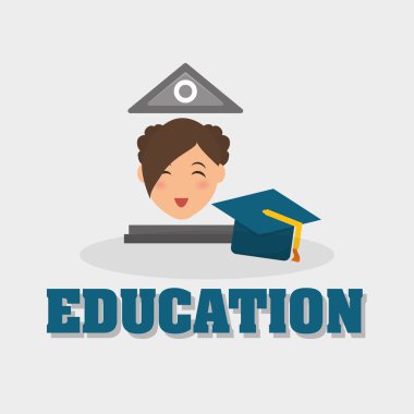 Eğitim tasarım. Üniversite simgesi. Derma ve izole illust