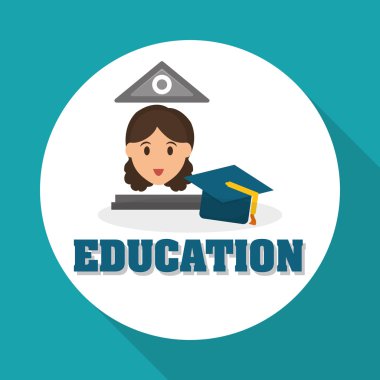 Eğitim tasarım. Üniversite simgesi. Derma ve izole illust