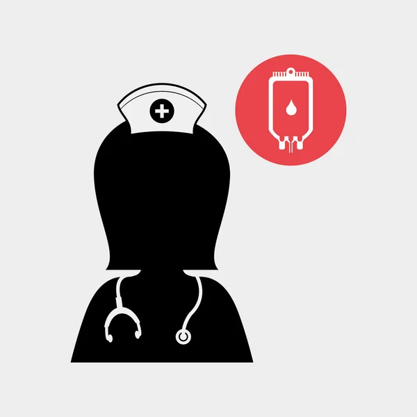 Diseño de atención médica. icono de enfermera. Fondo blanco, enfermo aislado — Archivo Imágenes Vectoriales