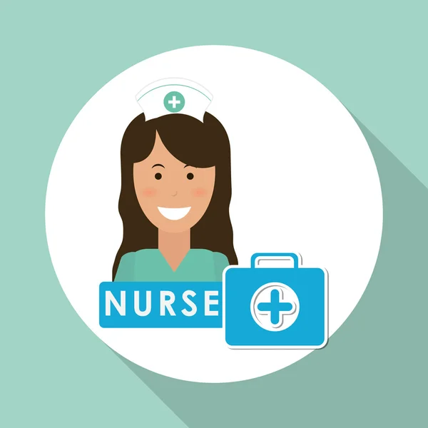 Conception de soins médicaux. icône infirmière. Fond blanc, isolé malade — Image vectorielle