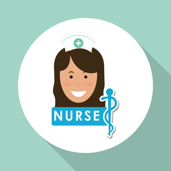Diseño de atención médica. icono de enfermera. Fondo blanco, enfermo aislado — Vector de stock