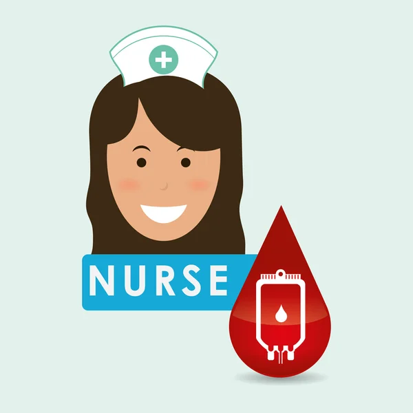 Diseño de atención médica. icono de enfermera. Fondo blanco, enfermo aislado — Vector de stock
