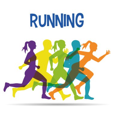 Woman and man of side running. sport concept, vector graphic