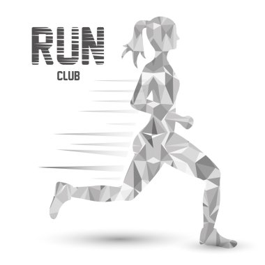 Woman of side running. sport concept, vector graphic