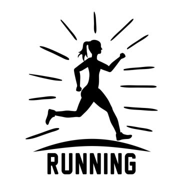 Woman of side running. sport concept, vector graphic