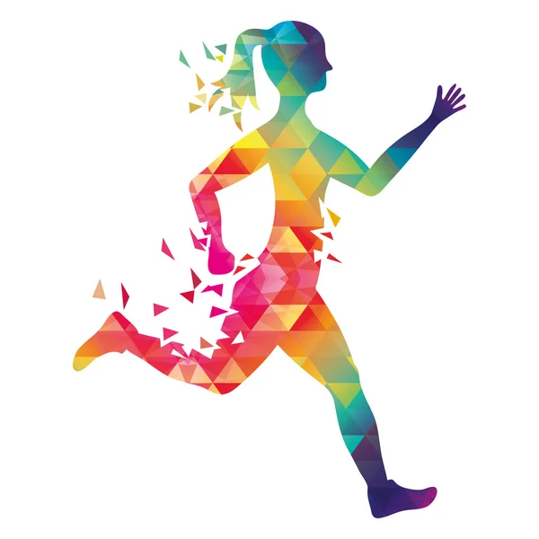 Mujer de lado corriendo. concepto deportivo, gráfico vectorial — Archivo Imágenes Vectoriales