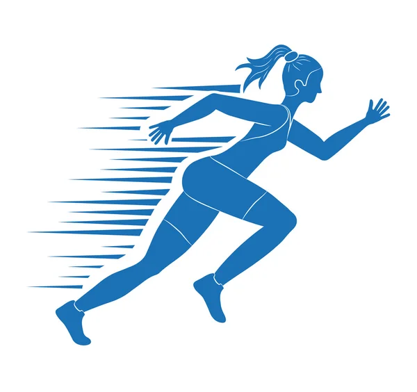 Жінка біжить збоку. спортивна концепція, векторна графіка — стоковий вектор