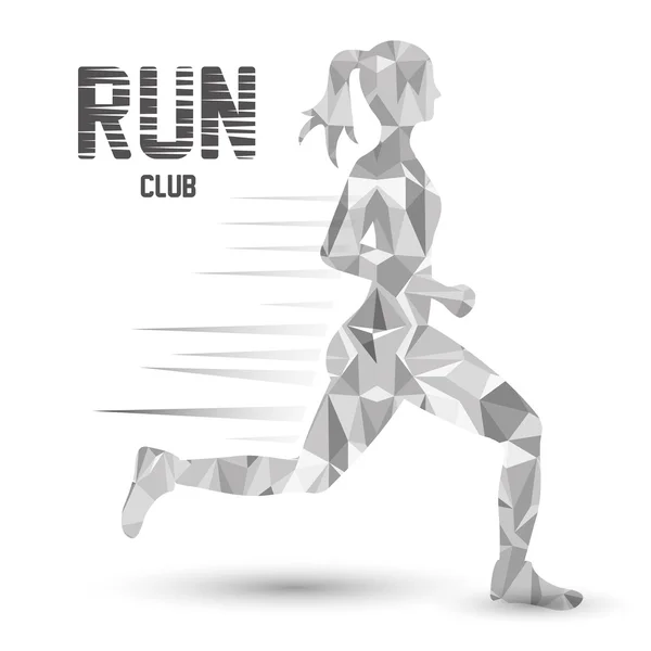 Woman of side running. sport concept, vector graphic — Stockvector