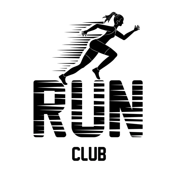 Woman of side running. sport concept, vector graphic — Stockvector