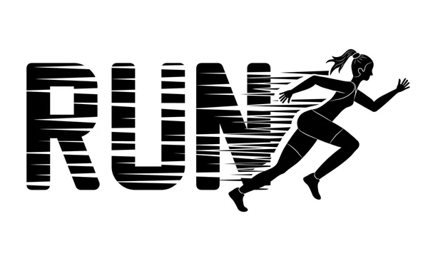 Woman of side running. sport concept, vector graphic — Stockvector