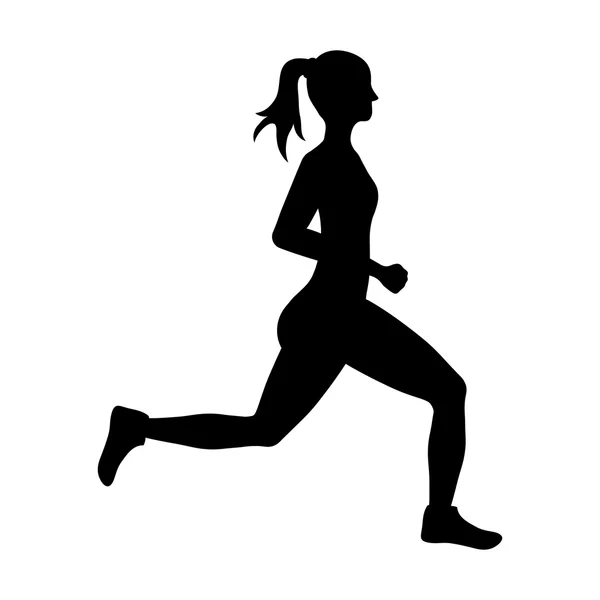Donna di lato che corre. concetto di sport, grafica vettoriale — Vettoriale Stock