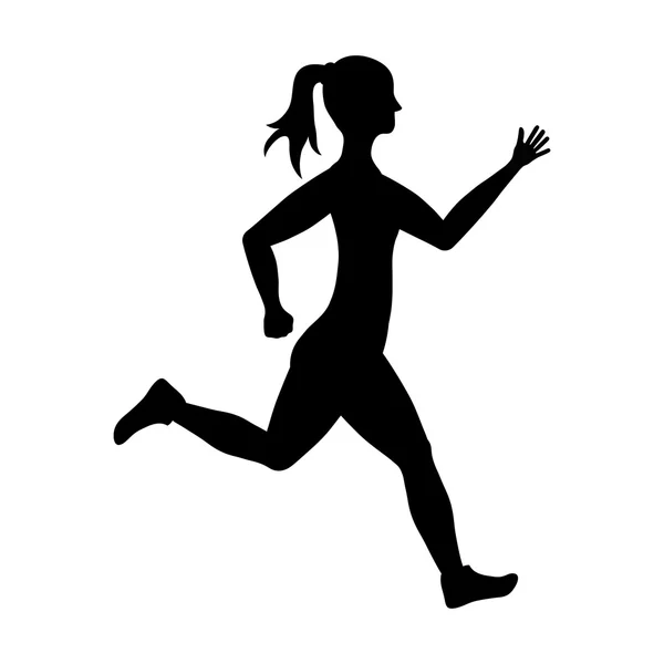 Mulher de lado a correr. conceito de esporte, gráfico vetorial — Vetor de Stock