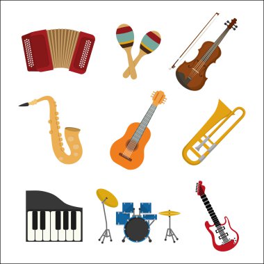 Müzik aleti simgesi ayarlayın. vektör grafiği