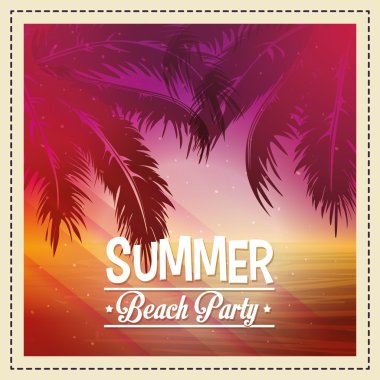 Yaz sezonu. Palmiye ve plaj simgesi. vektör grafiği