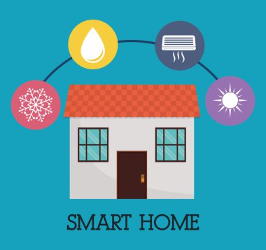 Akıllı ev tasarım. Teknoloji simgesi. vektör grafiği