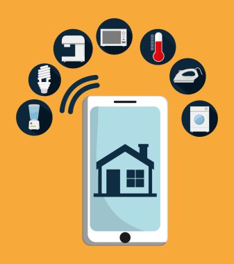 Akıllı ev tasarım. Teknoloji simgesi. vektör grafiği