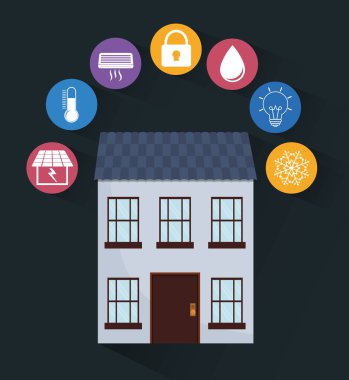 Akıllı ev tasarım. Teknoloji simgesi. vektör grafiği