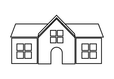 Evde aile. House ile kapı ve pencere eşiği. siluet tasarım, vec