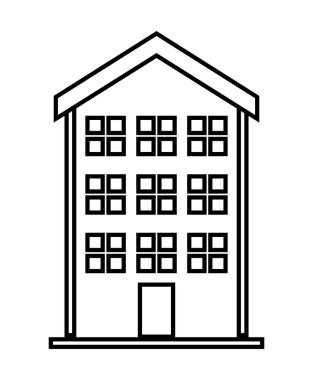 Evde aile. House ile kapı ve pencere eşiği. siluet tasarım, vec