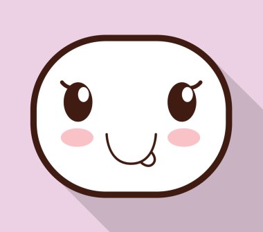 Pembe arka plan üzerinde Oval karikatür yüz, vektör grafik