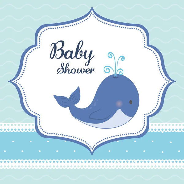 赤ちゃんはシャワー。クジラ。パステル カラーのデザイン。ベクター グラフィック — ストックベクタ
