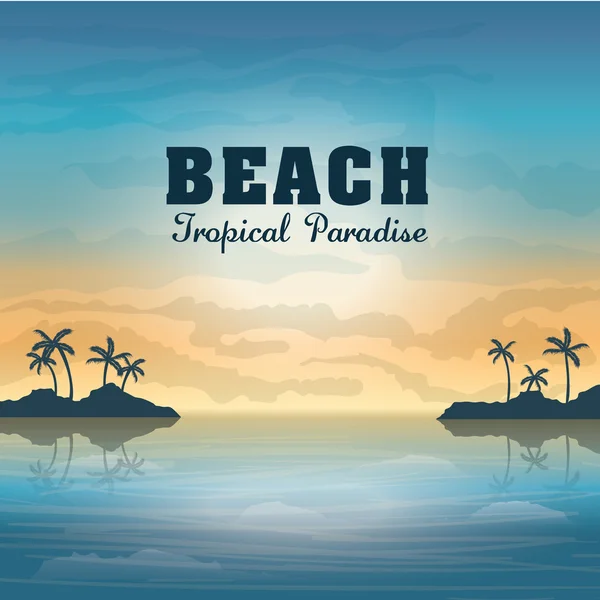 Temporada de verano. Icono de palma y playa. gráfico vectorial — Vector de stock