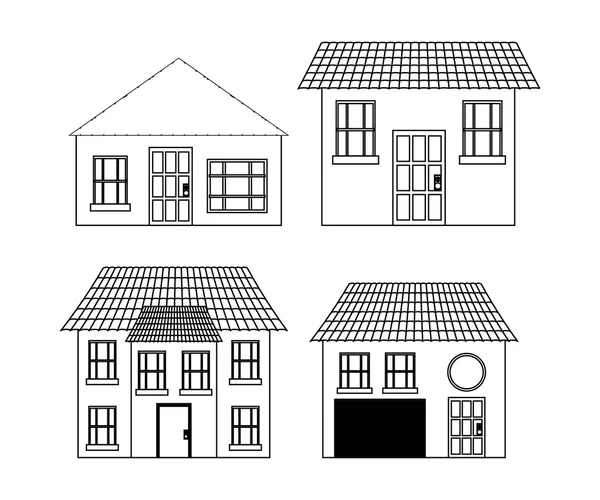 Домашняя семья. Дом с дверью и окнами. дизайн силуэта, vec — стоковый вектор