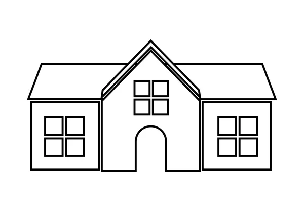Keluarga rumah. Rumah dengan pintu dan jendela. desain silhouette, vec - Stok Vektor