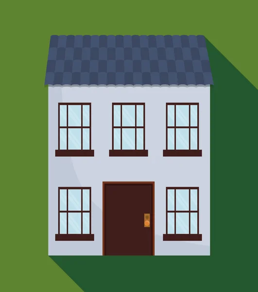 Casa de familia. Icono de casa con puerta y ventanas, diseño gráfico — Archivo Imágenes Vectoriales