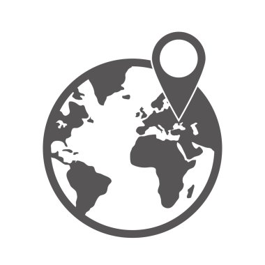 Dünya gezegeni simgesi. Teslimat ve Nakliye tasarımı. vektör grafiği