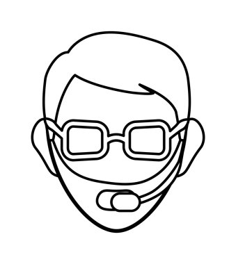 Operatör adam avatar. Müşteri hizmetleri. vektör grafiği