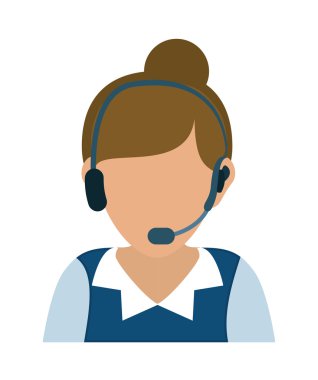 Operatör kadın avatar. Müşteri hizmetleri. vektör grafiği