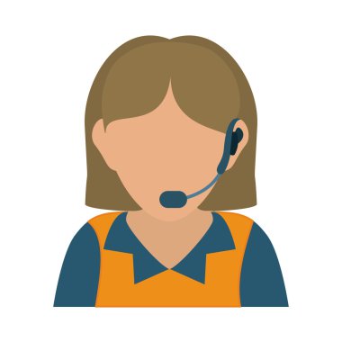 Operatör kadın avatar. Müşteri hizmetleri. vektör grafiği