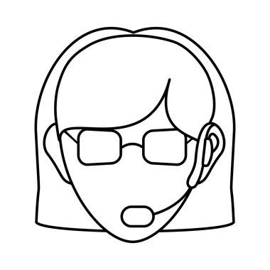 Operatör kadın avatar. Müşteri hizmetleri. vektör grafiği