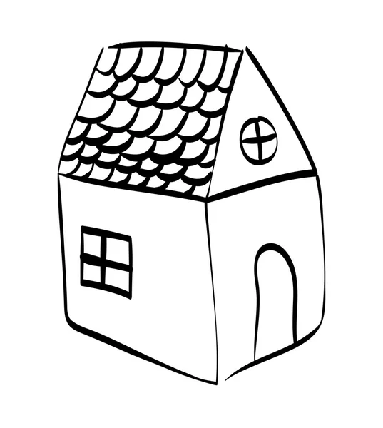 Casa con diseño de ventana. Icono del boceto. Gráfico vectorial — Archivo Imágenes Vectoriales