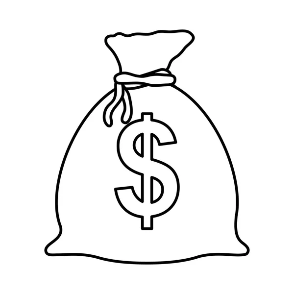 Icono bolsa de dinero. Diseño de artículos financieros y monetarios. gráfico vectorial — Vector de stock