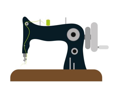 Makine. Terzi ve dikiş. Vektör grafiği