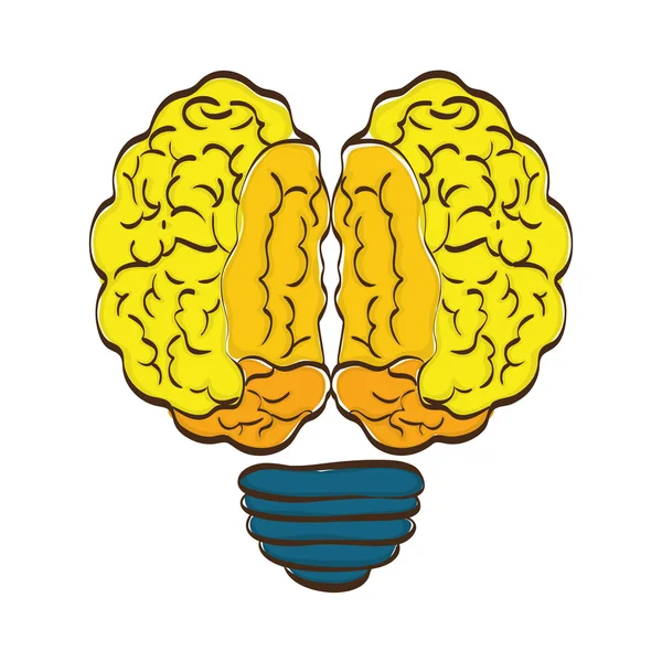 Beyin ve ampul simgesi. İnsan baş tasarım. vektör grafiği — Stok Vektör