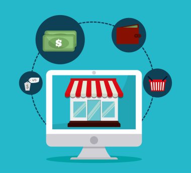 Alışveriş kutsal kişilerin resmi, vektör çizim düz tasarımı