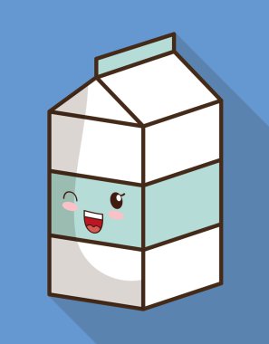Kahvaltı tasarım. Kawaii süt simgesi. Vektör grafiği