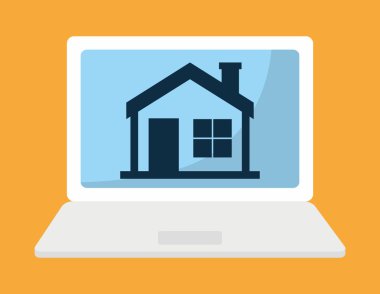 Akıllı ev tasarımı. dizüstü bilgisayar simgesi. Vektör grafiği