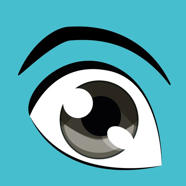 Disegno degli occhi. Icona del cartone animato. sfondo bianco, stile silhouette vettoriale — Vettoriale Stock