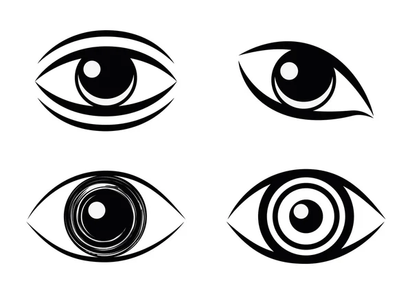Augendesign. Comic-Ikone. weißer Hintergrund, Vektor-Silhouette — Stockvektor