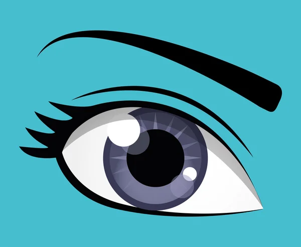 Eye design. Cartoon icon. White background, vector silhouette style — Stock Vector