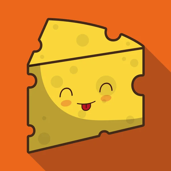 Breakfast design. Kawaii cheese icon. Vector graphic — Stock Vector
